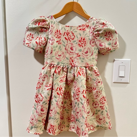 Janie and Jack Girls Metallic Gold Floral Dress Lunar New Year Dress Size 6 EUC - Picture 6 of 10